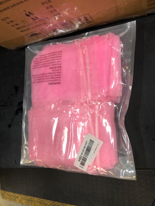Photo 1 of 100PCS Pink Organza Bags 4"x6" - Sukh Small Organza Sachet Jewelry Gift Favor Bags Drawstring Mesh Bags Gifts Valentines Wedding Eid Mubarak Halloween Eve Christmas New Year Party Candy Fruit Wrap