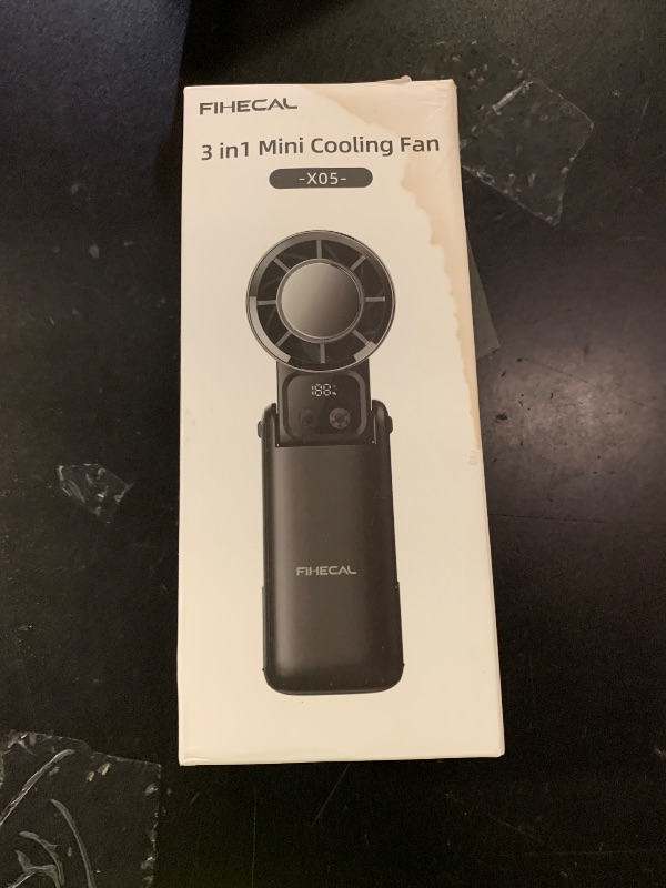 Photo 1 of FIHECAL 3 in 1 Portable Handheld Fan, 12000RPM Mini Turbo Fan with Cooling Compress & 5200mAh Rechargeable Battery, 5 Speed Adjustable Personal Cooler for Travel/Camping/Outdoor Activities-White