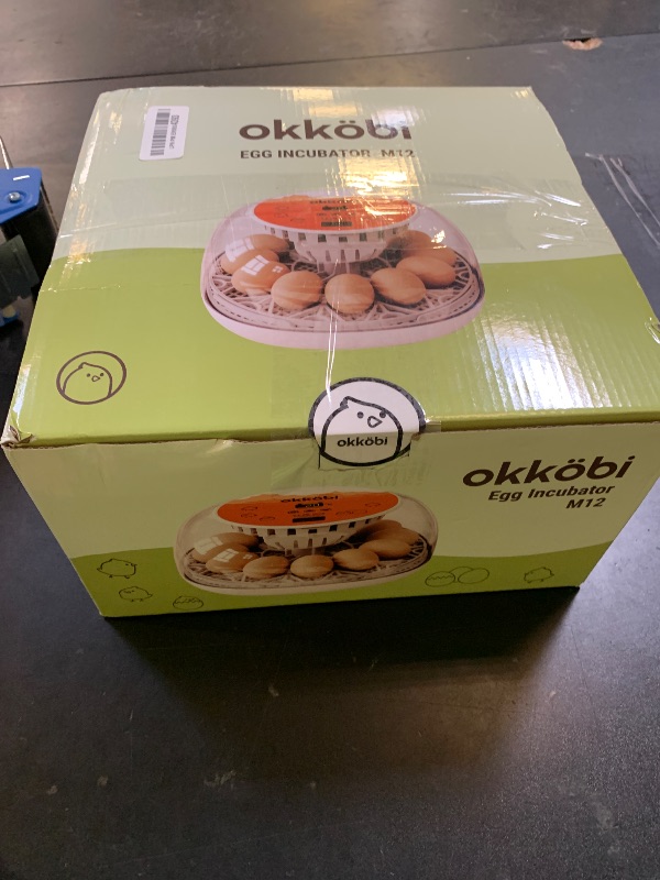 Photo 1 of Okkobi M12 Egg Incubator with Automatic Turner and Humidity Control - 12/24 Eggs, 360° View, Easy to Use and Clean - Incubadora de Huevos de Gallina - Made for US - White & Orange
