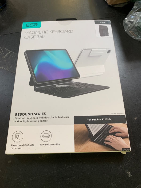 Photo 1 of ESR iPad Pro 11 Inch Case with Keyboard (M4, 2024), iPad Pro 11(5th Gen) Keyboard Case with Easy-Set Magnetic Stand, Portrait/Landscape Modes, Removable Protective Case, Rebound 360 Series, Black