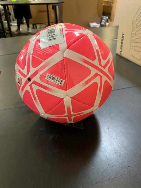 Photo 1 of adidas Unisex Starlancer Club Soocer Ball, Solar Pink/White, 4