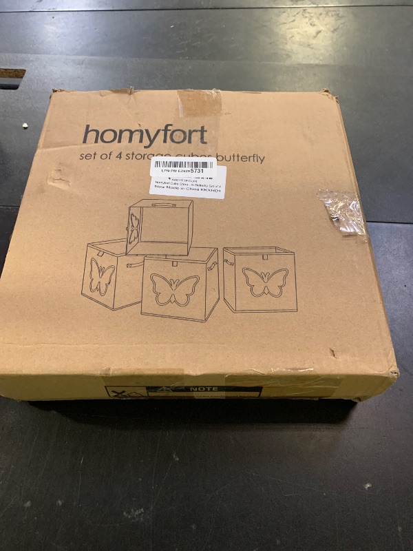 Photo 1 of homyfort 12x12 Cube Storage Bins for kids - Foldable Fabric Organizers with Clear View Window, Vibrant Butterfly Print for Toys, Bedroom & Pantry Closet Organization Set of 4