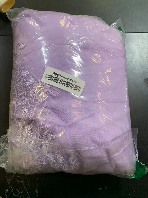 Photo 1 of Junior Bridesmaid Dresses: Flower Girls Sleeveless Floral Lace Tulle Princess Puffy Tulle Dress Wedding Party Pageant Birthday Maxi Formal Prom Evening Ball Gown for Kids Lavender 10-11 Years