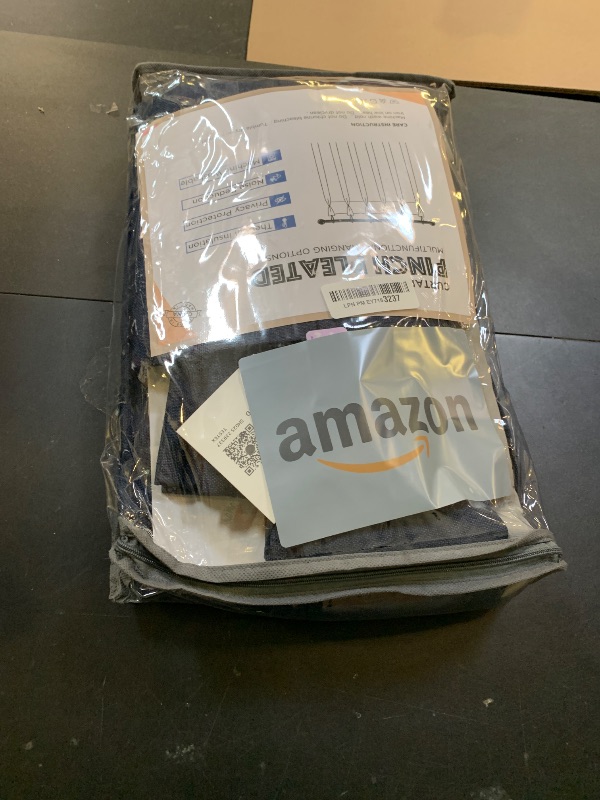 Photo 1 of 100% Blackout Shield Linen Look Textured Pinch Pleated Curtains Blackout Drapes 90 Inch Long 2 Panels Set, Faux Linen Blackout Curtains for Bedroom & Living Room, 40" W x 90" L, Midnight Blue