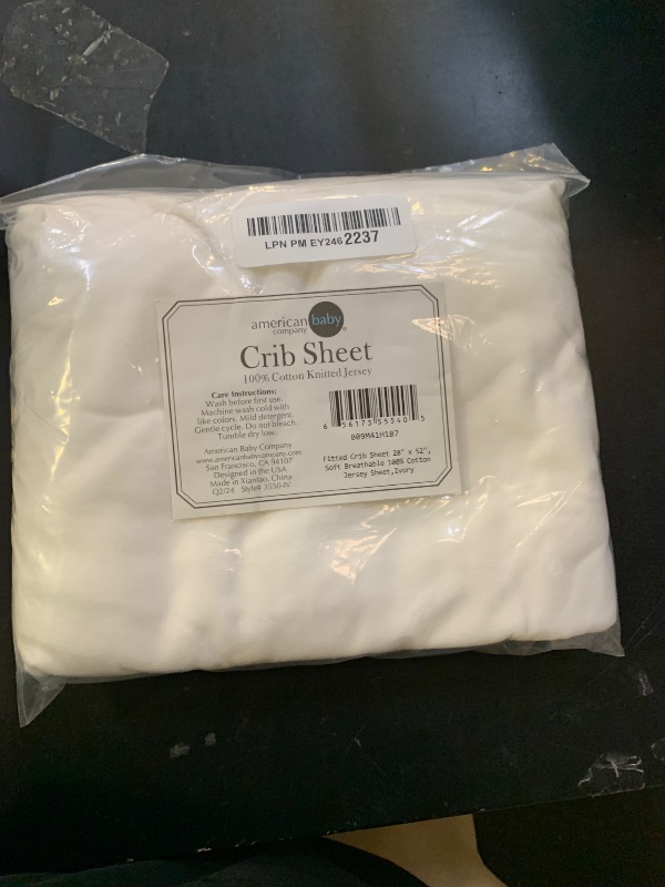 Photo 1 of American Baby Company 100% Natural Cotton Fitted Crib Sheet 52" x 28" - Soft, Breathable, Hypoallergenic & Gentle Toddler Bed Sheet, Ivory, Neutral for Boys & Girls