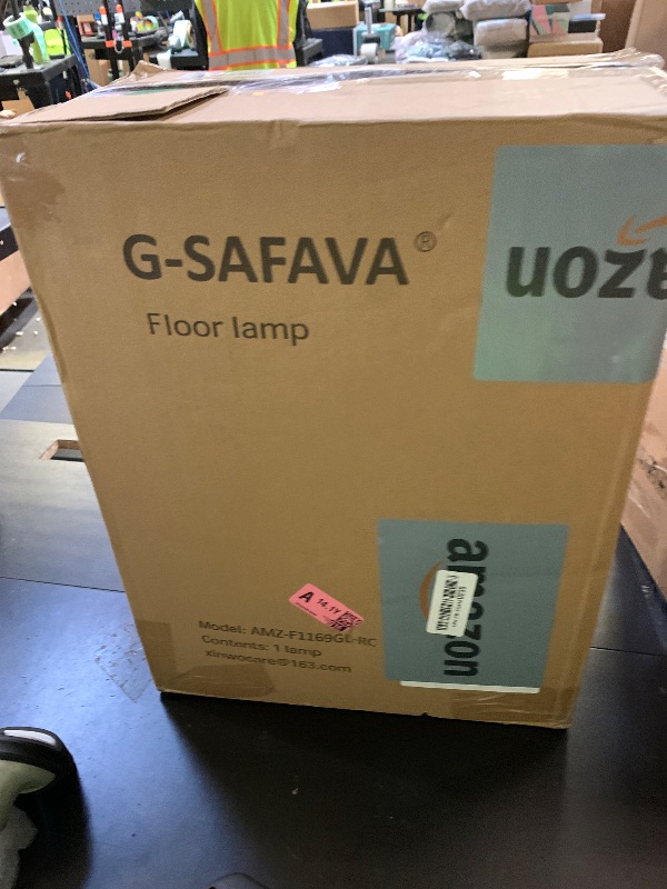 Photo 1 of 62.5" Gold Floor Lamp for Living Room Dimmable Standing Lamp with Remote & Foot Switch, 3 Color Temperatures Arc Tall Lamp Wood Mid Century Modern Floor Lamps for Bedroom Office, 9W Bulb Included