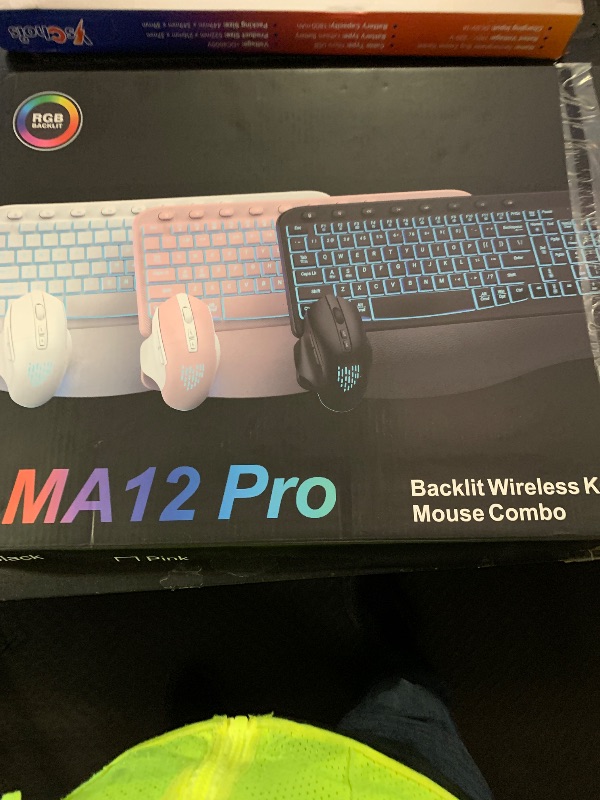 Photo 1 of SABLUTE Ergonomic Wireless Keyboard and Mouse Combo - Wave Keyboard with Soft Leather Wrist Rest, Resistant Keys, RGB Backlit Rechargeable Set for PC/Mac/Chromebook (Black)