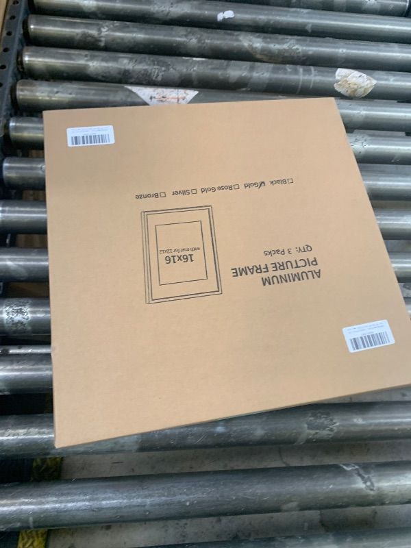 Photo 1 of FLYJOE 16x16 Metal Square Picture Frame For Wall With Mat For 12x12, 16''x16'' Aluminum Photo Frames With Tempered Glass For Home Decor, Minimalist Modern Poster Frame Horizontally Vertically, Gold