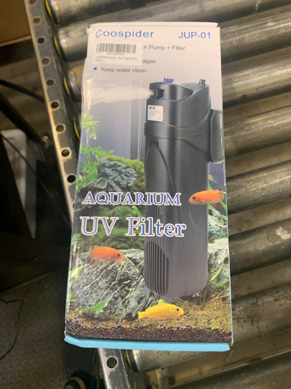 Photo 1 of COOSPIDER Aquarium Filter Sun JUP-01 for 40-80 Gallon Tank Clear, U-V Fish Tank Green Clean Machine Submersible Pump w/ 1 Spare Bulb + 2 Replace Filter