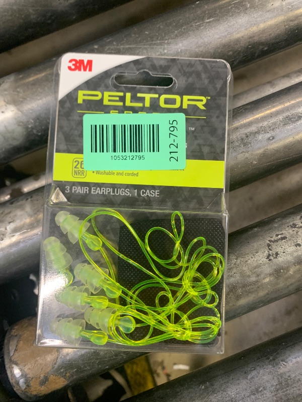 Photo 1 of Peltor Sport Tri-Flange Corded Reusable Earplugs, 3 Pair, Noise Reduction Rating (NRR) 26 dB, Comfortable Fit, Ideal For Range, Shooting & Hunting, Washable and Corded, Neon Yellow (97317-10C)