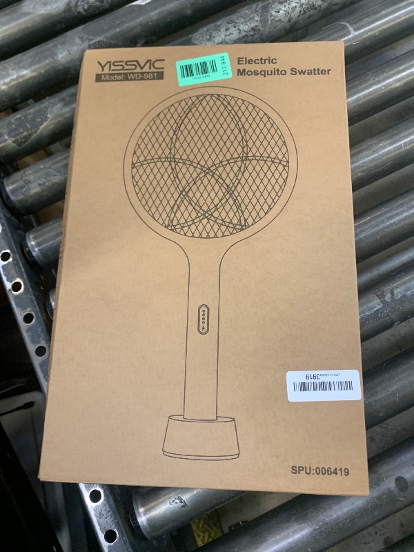 Photo 1 of YISSVIC Electric Fly Swatter 4000V Bug Zapper Racket Dual Modes Mosquito Killer with Purple Mosquito Light Rechargeable for Indoor Home Office Backyard Patio Camping (Black-1 Pack)