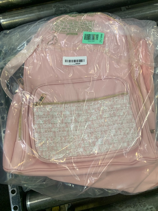 Photo 1 of VIRTUREVI 3PCS School Backpack For Student Women College Middle High Teen Girls Bookbag Waterproof Laptop Bag Plaid Pink