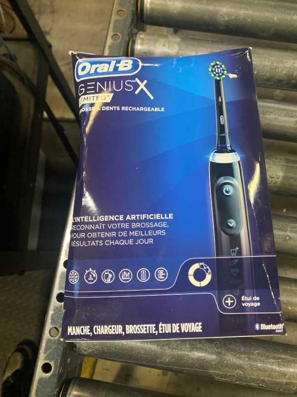 Photo 1 of Oral-B Genius X Limited Rechargeable Electric Toothbrush with 1 Replacement Brush Head, Travel Case, Midnight Black