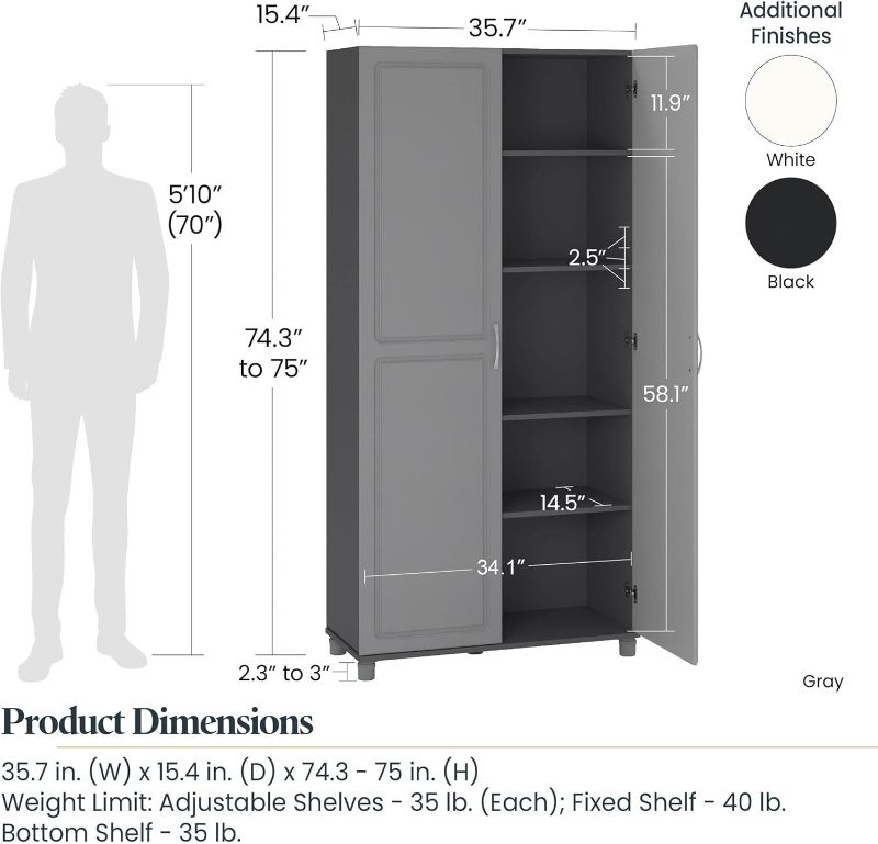 Photo 1 of SystemBuild Evolution Kendall 36" Utility Storage Cabinet - White
