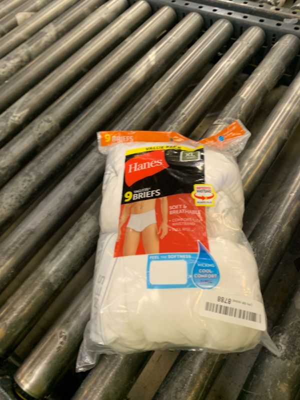 Photo 1 of Hanes Mens Moisture-wicking Cotton Briefs, Available In White And Black, Multi-packs, White - 9 Pack, X-Large US
