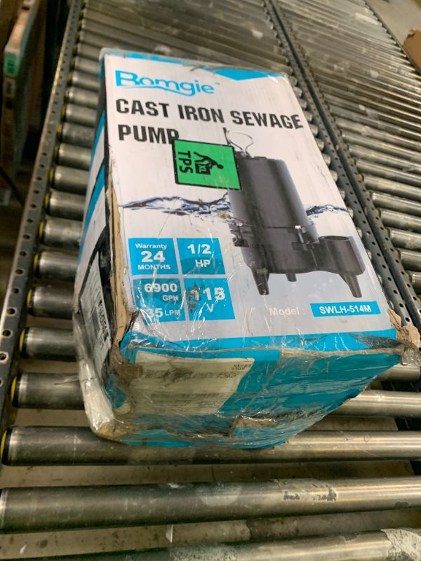 Photo 1 of BOMGIE 1/2 HP Sewage/Effluent Pump, 6900 GPH Submersible Basement Sewer Pump, Cast Iron, 2'' NPT for Sewage Basin, 115V