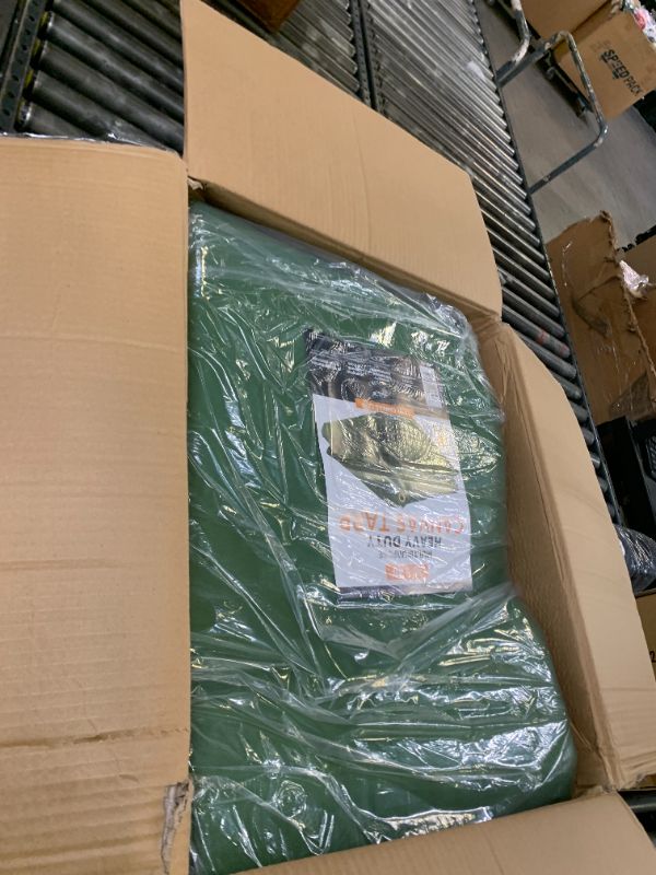 Photo 1 of Xpose Safety Canvas Tarp - 10oz Green Canvas Tarps Heavy Duty Water Resistant with Brass Grommets- Multipurpose Outdoor Tarpaulin for Camping, Canopy, Trailer, Equipment Cover 20' x 40'