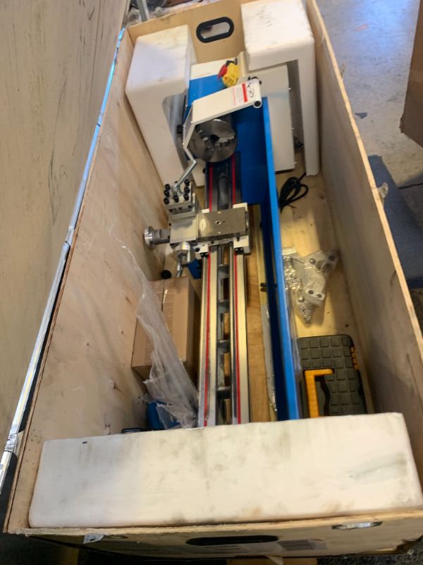 Photo 1 of Metal Lathe, 8 in x 30 in Mini Metal Lathe 0-2500 RPM Variable Speed, 750W Benchtop Lathe with 5 in 3-jaw Chuck, Precision Lathe Machine with Metal Gears and Tool Box for Metal Turning