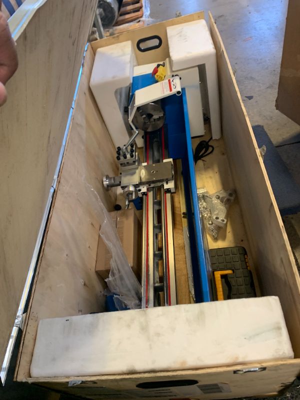 Photo 1 of Metal Lathe, 8 in x 30 in Mini Metal Lathe 0-2500 RPM Variable Speed, 750W Benchtop Lathe with 5 in 3-jaw Chuck, Precision Lathe Machine with Metal Gears and Tool Box for Metal Turning
