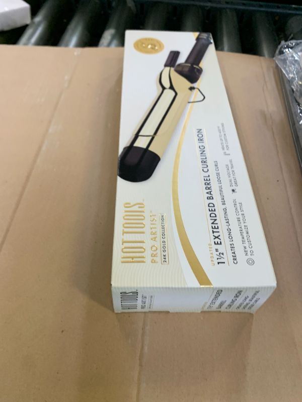 Photo 1 of HOT TOOLS 24K Gold Professional 1 1/2" Extended Barrel Curling Iron with Clamp for Loose Curls - 24K Gold Technology for Long-Lasting Results & Longer Barrel for Easy Styling