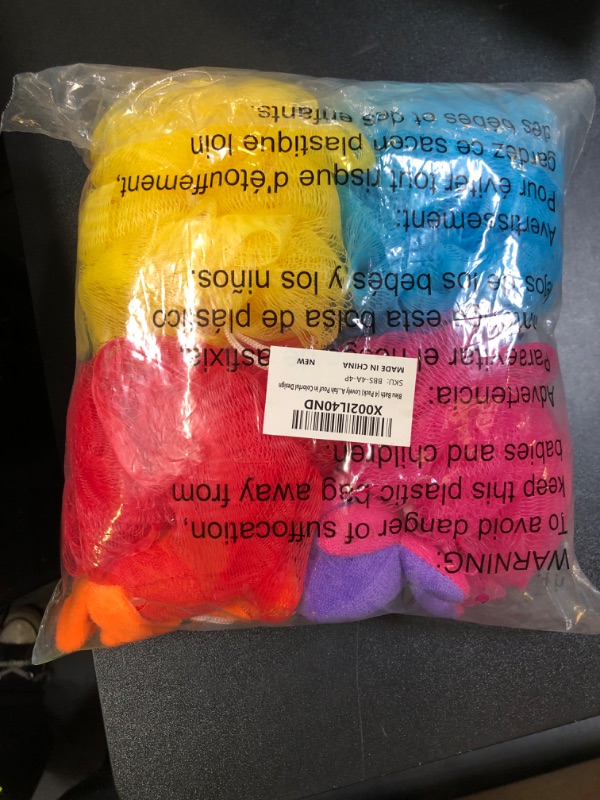 Photo 1 of Bleu Bath (4 Pack) Lovely Animal Design Kids Exfoliating Bath Scrubber Body Scrubber Shower Ball for Baby Toddler Kids Gentle Exfoliating Bath Sponge Loofah Pouf in Colorful Design