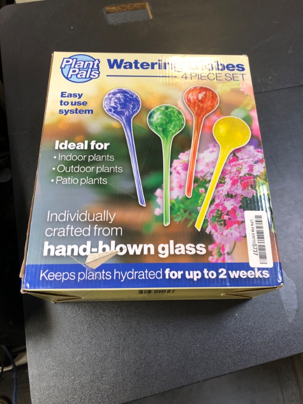 Photo 1 of Maxam Wyndham House, 4 Piece Watering Globe Set, Colorful Hand-Blown Glass Plant Watering System