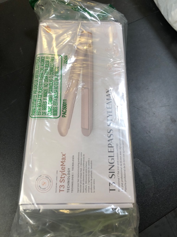 Photo 1 of T3 SinglePass StyleMax Professional 1" Ceramic Flat Iron with Custom Heat Automation, 9 Heat Settings, Longer Ceramic Plates, For Straightening, Waving, Curling & Styling