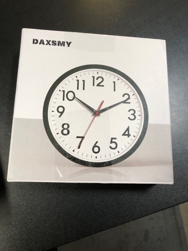 Photo 1 of DAXSMY Wall Clock Small Analog 8 Inch Silent Non Ticking Battery Operated Modern Simple Decorative for Kitchen Office Bedroom Bathroom Living Room(Black)
