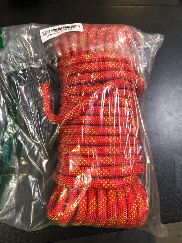 Photo 1 of 1/2 Inch 50ft Double Braided Polyester Arborist Rope, Heavy Duty Nylon Rope for Anchor, Tree Work, Cargo, Pulling, Sailing(Red)