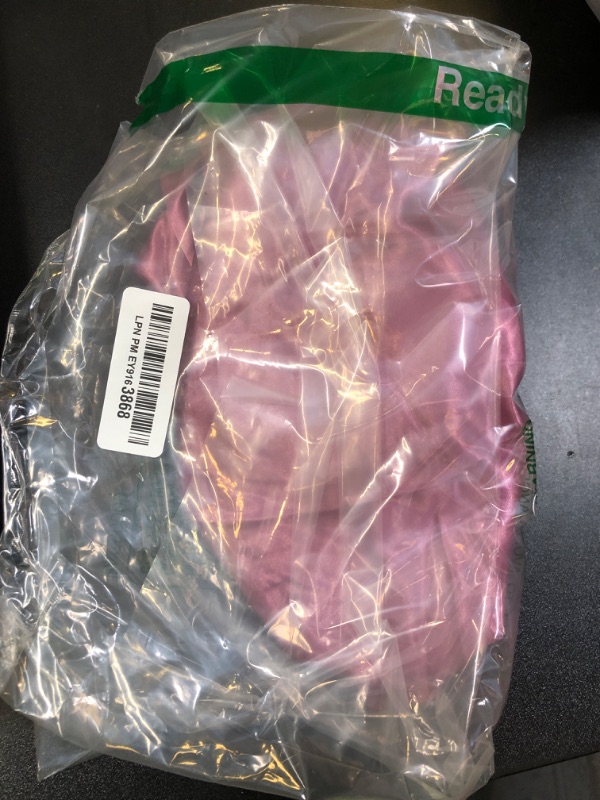 Photo 1 of Silk Bonnet for Women, Satin Bonnet for Sleeping, Large Sleep Cap with Elastic Tie Band for Curly Hair (Bean Paste Pink)