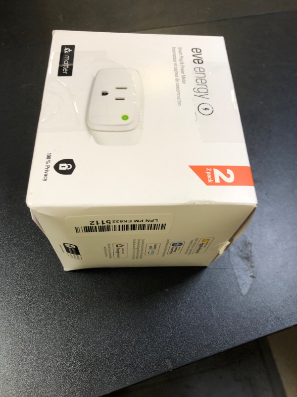 Photo 1 of Eve Energy (Matter) 2 Pack – Smart Plug, App and Voice Control, 100% Privacy, Matter Over Thread, Works with Apple Home, Alexa, Google Home, SmartThings, requires Thread Border Router