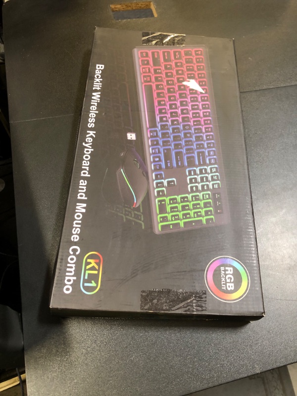 Photo 1 of Wireless Keyboard and Mouse Combo - RGB Backlit, Rechargeable & Light Up Letters, Full-Size, Ergonomic Tilt Angle, Sleep Mode, 2.4GHz Quiet Keyboard Mouse for Mac, Windows, Laptop, PC, Mint Green