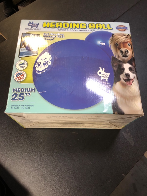 Photo 1 of Race&Herd 25" Original XXL Herding Ball for Dogs - Giant Herding Dog Ball Australian Shepherds, Herding Toys, Dog Training Toy for Medium Breeds, Dog Toy for Outdoor Play (for Medium Dogs, Blue)
