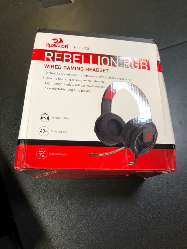 Photo 1 of Redragon H315 RGB Gaming Headset - Wired Computer Headset with 40mm Drivers, Noise-Canceling Microphone, USB Connection, Lightweight Design, and Soft PU Leather Ear Cushions for Ultimate Comfort