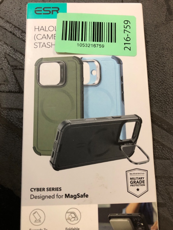 Photo 1 of ESR for iPhone 16 Pro Case with Stash Stand, Camera Control, 23FT Military-Grade Shock-Absorbing Drop Protection, Compatible with MagSafe Accessories, Magnetic Cyber Series, Navy Blue
