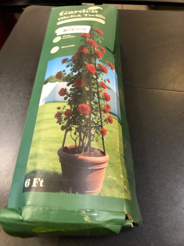 Photo 1 of Alisisfores 6 FT Obelisk Trellis for Climbing Plants Outdoor, 6FT Garden Trellis with Extra Thickened Plastic-Coated Metal Pipes, Garden Indoor Potted Plant Support, Climbing Support for Potted Plants