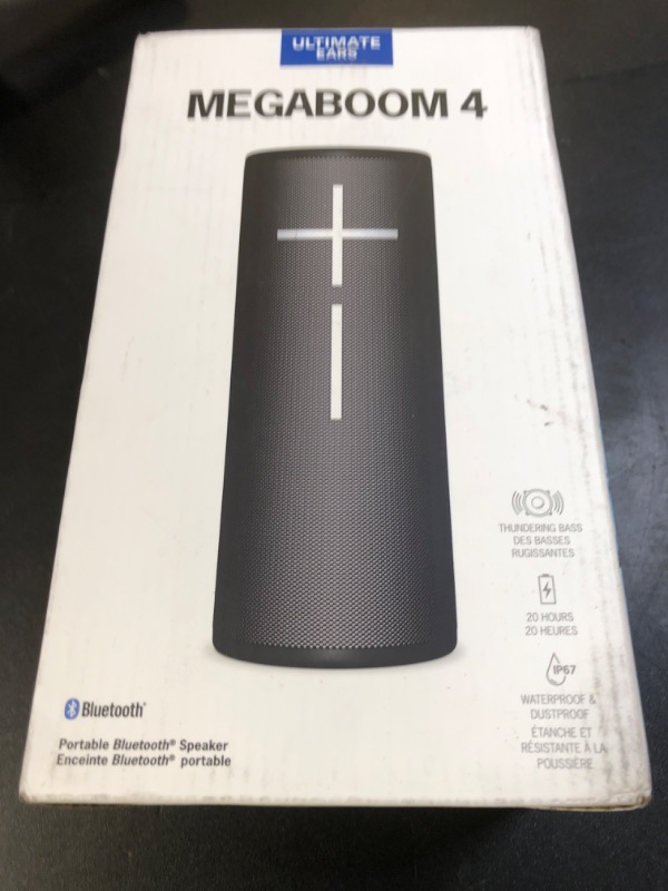 Photo 1 of Ultimate Ears MEGABOOM 4 Portable Waterproof Bluetooth Speaker, 360-Degree Sound, Thundering Bass, 147ft Range, 20-Hour Battery, Floating Speaker - Black