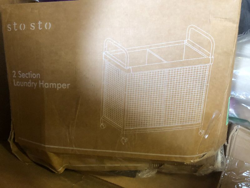 Photo 1 of STO STO Laundry Hamper 2 Section, 100L Rolling Laundry Sorter Cart with Removable and Washable Liner Bag, Rolling Clothes Hamper with Metal Handle for Laundry Room and Bedroom