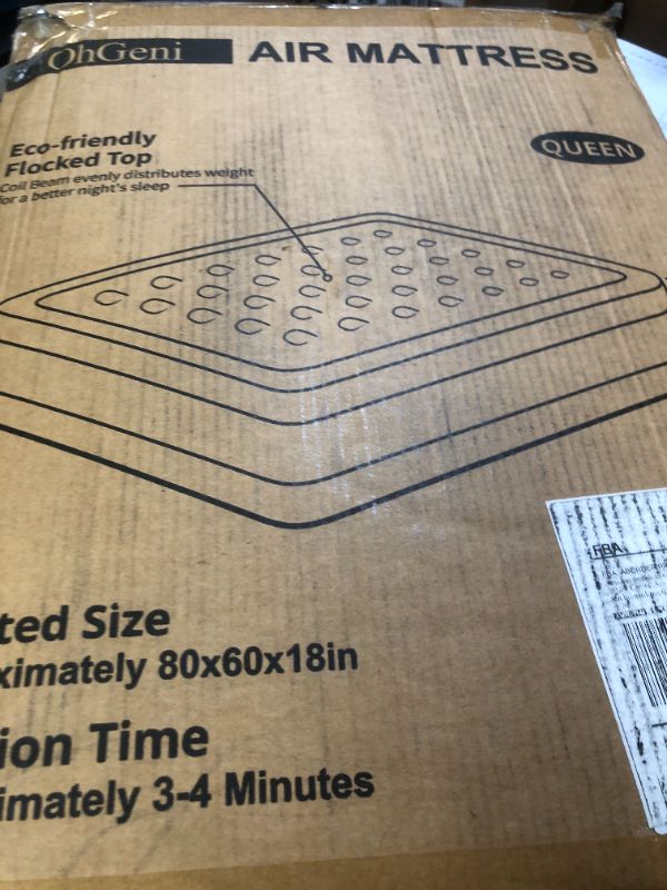 Photo 1 of OhGeni Air Mattress Queen with Built in Pump, Inflatable Blow Up Mattress 18 Raised Comfort,Upgraded Surface Portable Mattress, Air Bed for Camping, Home and Guest, Colchone Inflable, 650 lbs Max