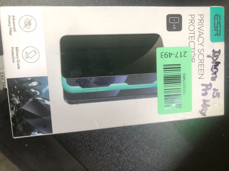Photo 1 of ESR 3 Pack for iPhone 17 Pro Max Privacy Screen Protector, Military Grade Shatterproof, 9H Hardness, Anti-spy Tempered Glass with UltraFit Tray