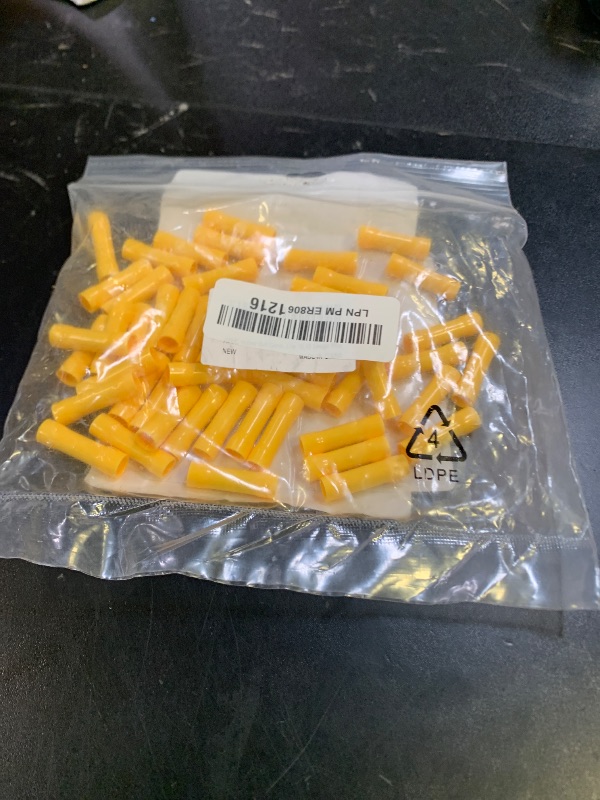Photo 1 of AIRIC UL Listed Yellow Butt Connectors Crimp Splice Terminals 50 pcs 12-10 AWG Electrical Connector, Fully Insulated PVC Wiring Crimps Terminal for 12,10 Gauge Wire