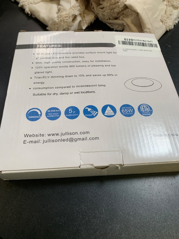 Photo 1 of JULLISON 6 Inch LED Low Profile Recessed & Surface Mount Disk Light, Round, 15W, 900 Lumens, 3000K Warm White, CRI80, Driverless Design, Dimmable, cETLus Listed, White(1 Pack)