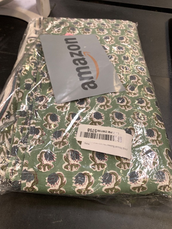 Photo 1 of Ridhi Basil Green Hand Block Print Cotton Rectangle Tablecloth 118 x 70 inches Reusable Table Cover Decorative Everyday Use for Dining Room, Farmhouse, Home, Party, Festive & Wedding, Fall
