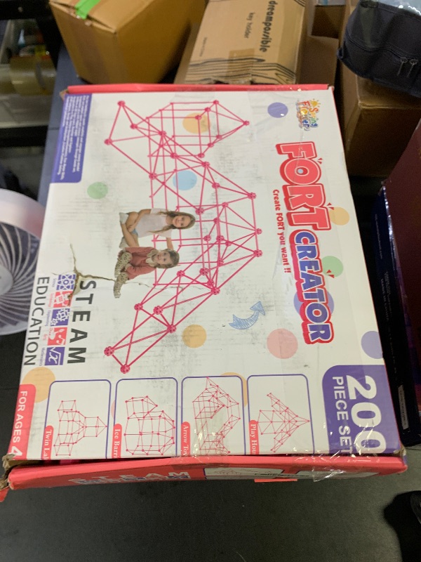 Photo 1 of SpringFlower Fort Building Kit for Kids,STEM Construction Toys, Educational Gift for 4 5 6 7 8 9 10 11 12 Years Old Boys and Girls,Ultimate Creative Set for Indoor & Outdoors Activity,200 Pcs,Pink