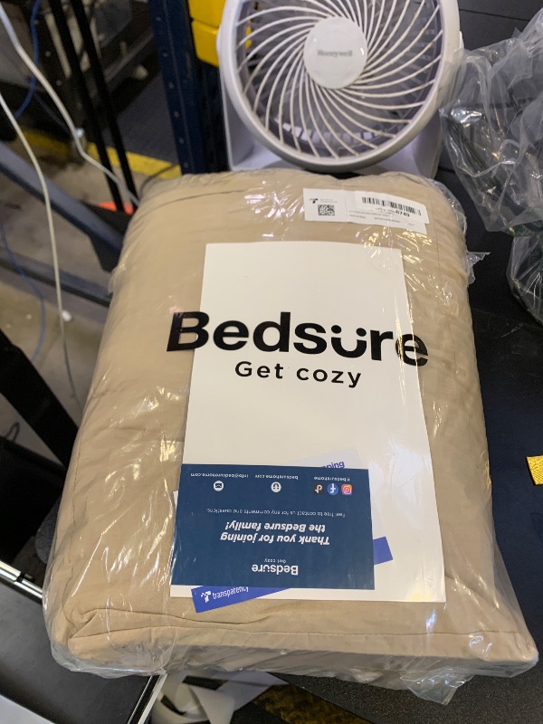 Photo 1 of Bedsure Cotton Duvet Cover King - 100% Cotton Waffle Weave Khaki Duvet Cover King Size, GentleSoft™ and Breathable Tan Bedding Set for All Season, 3 Pieces, 104"x90"