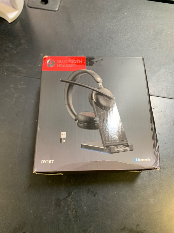 Photo 1 of Dytole Wireless Headset with Mic for Work-Bluetooth 5.3 Headset with Noise Cancelling, Wireless Headsets with 65Hrs Battery & 10Min Fast Charge, Smart Dock with Digital Display for PC/Computer/Teams