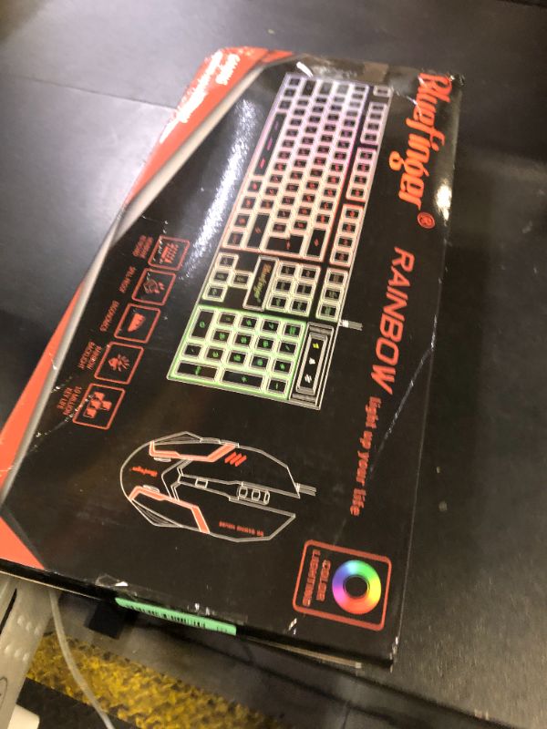 Photo 1 of BlueFinger RGB Gaming Keyboard and Backlit Mouse Combo, USB Wired, LED Gaming Set for Laptop PC Computer Game and Work