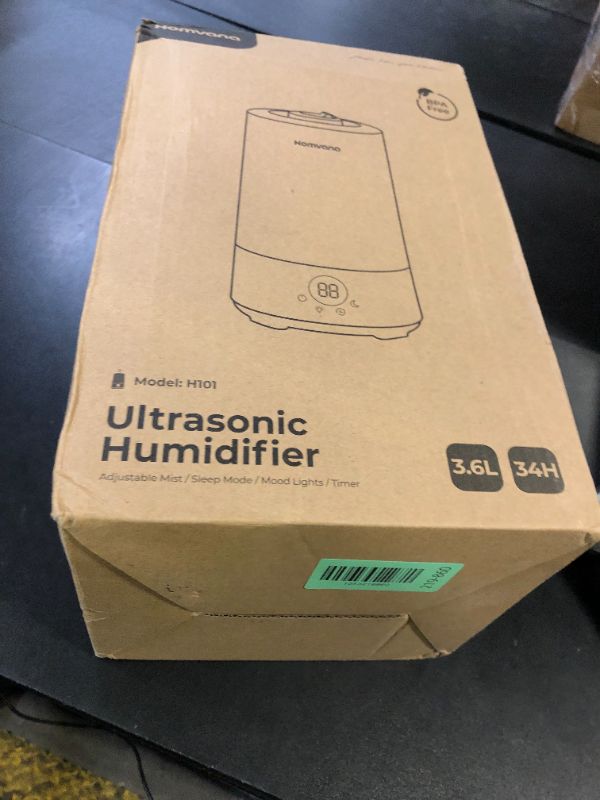 Photo 1 of Homvana Humidifiers for Bedroom Home, 3.6 L Cool Mist Top-Fill 34H Super Long Time, Quiet 23dB, Baby Humidifier, Oil Diffuser for Large Room, Plants, Nursery, Office BPA FREE, 7 Color Light Ultrasonic