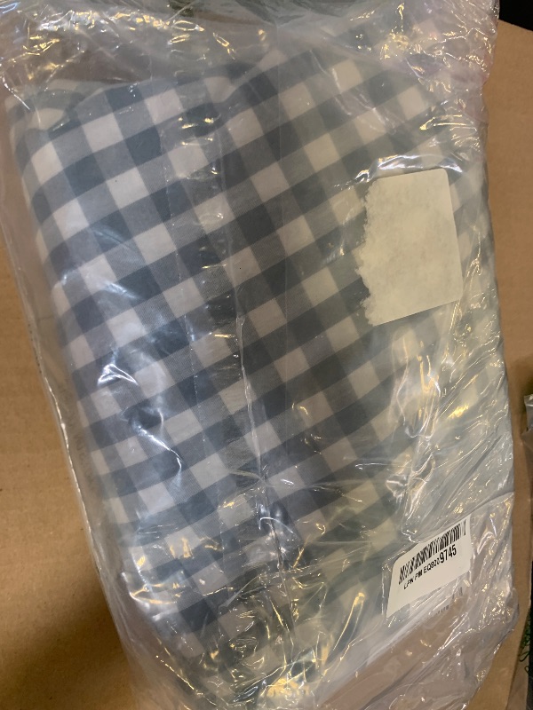 Photo 1 of K MASANIJI 100% Cotton Dust Blue Plaid Ruffled Table Cloth for Rectangle Table Seat 4-6, Classic Farmhouse Checker Gingham Vintage Decorative Tablecloth - 70"x52"