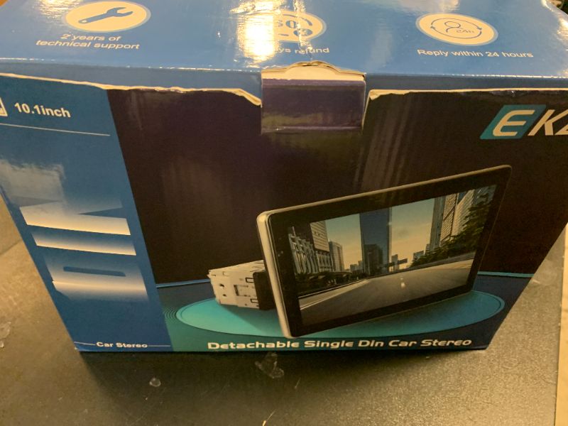 Photo 1 of EKAT 10 inch Detachable Single Din Car Stereo with Apple CarPlay and Android Auto, 10.1 Touch Screen 1 Din Radio with Mirror Link/1080P/EQ Audio/SWC/Bluetooth +Backup Camera+MIC